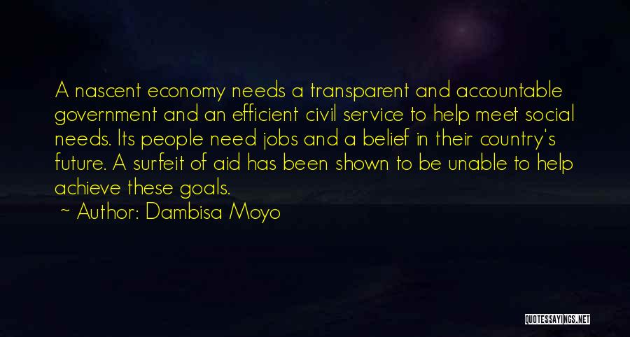 Dambisa Moyo Quotes: A Nascent Economy Needs A Transparent And Accountable Government And An Efficient Civil Service To Help Meet Social Needs. Its