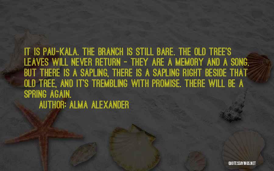 Alma Alexander Quotes: It Is Pau-kala. The Branch Is Still Bare. The Old Tree's Leaves Will Never Return - They Are A Memory