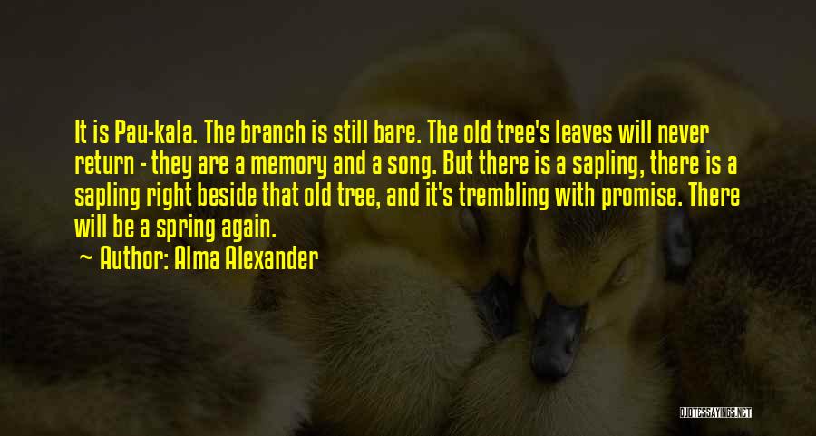 Alma Alexander Quotes: It Is Pau-kala. The Branch Is Still Bare. The Old Tree's Leaves Will Never Return - They Are A Memory