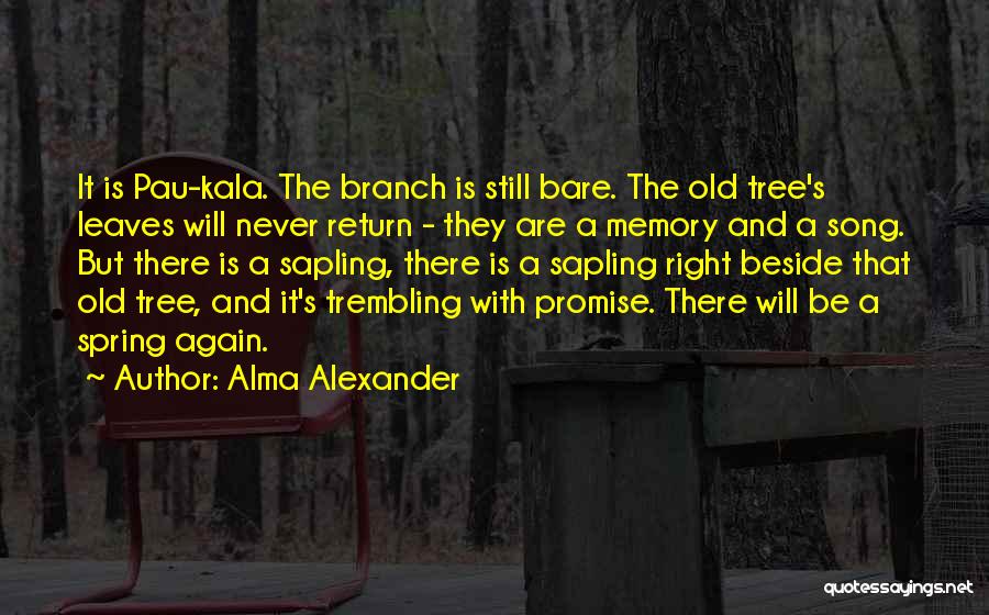 Alma Alexander Quotes: It Is Pau-kala. The Branch Is Still Bare. The Old Tree's Leaves Will Never Return - They Are A Memory