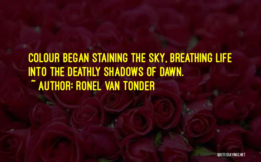 Ronel Van Tonder Quotes: Colour Began Staining The Sky, Breathing Life Into The Deathly Shadows Of Dawn.