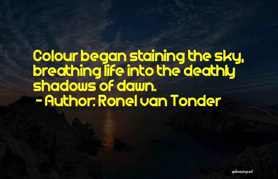 Ronel Van Tonder Quotes: Colour Began Staining The Sky, Breathing Life Into The Deathly Shadows Of Dawn.