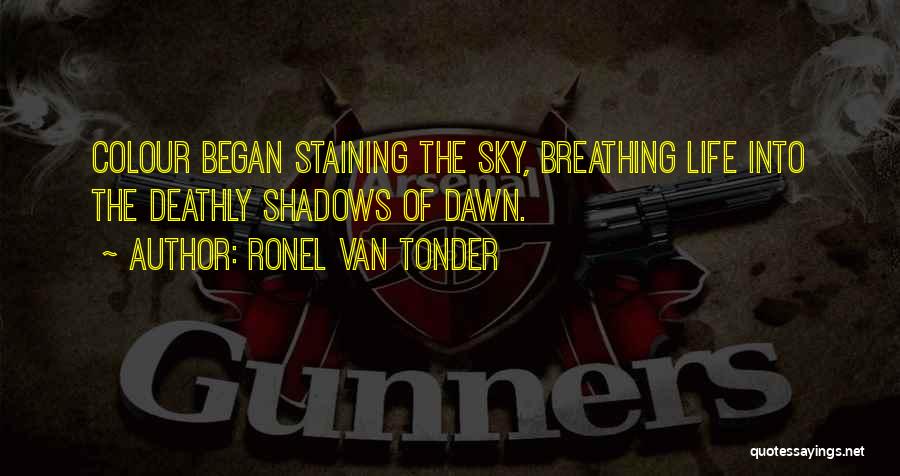 Ronel Van Tonder Quotes: Colour Began Staining The Sky, Breathing Life Into The Deathly Shadows Of Dawn.
