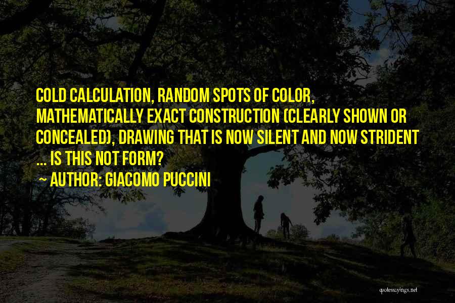 Giacomo Puccini Quotes: Cold Calculation, Random Spots Of Color, Mathematically Exact Construction (clearly Shown Or Concealed), Drawing That Is Now Silent And Now