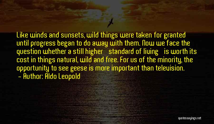 Aldo Leopold Quotes: Like Winds And Sunsets, Wild Things Were Taken For Granted Until Progress Began To Do Away With Them. Now We