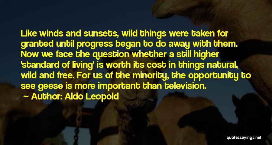 Aldo Leopold Quotes: Like Winds And Sunsets, Wild Things Were Taken For Granted Until Progress Began To Do Away With Them. Now We