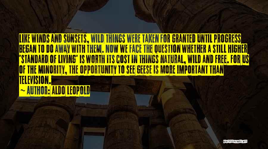Aldo Leopold Quotes: Like Winds And Sunsets, Wild Things Were Taken For Granted Until Progress Began To Do Away With Them. Now We
