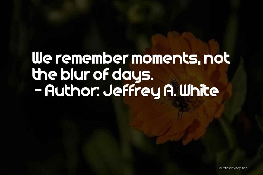 Jeffrey A. White Quotes: We Remember Moments, Not The Blur Of Days.