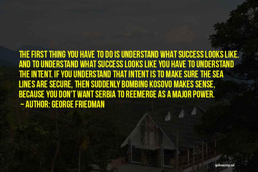 George Friedman Quotes: The First Thing You Have To Do Is Understand What Success Looks Like. And To Understand What Success Looks Like