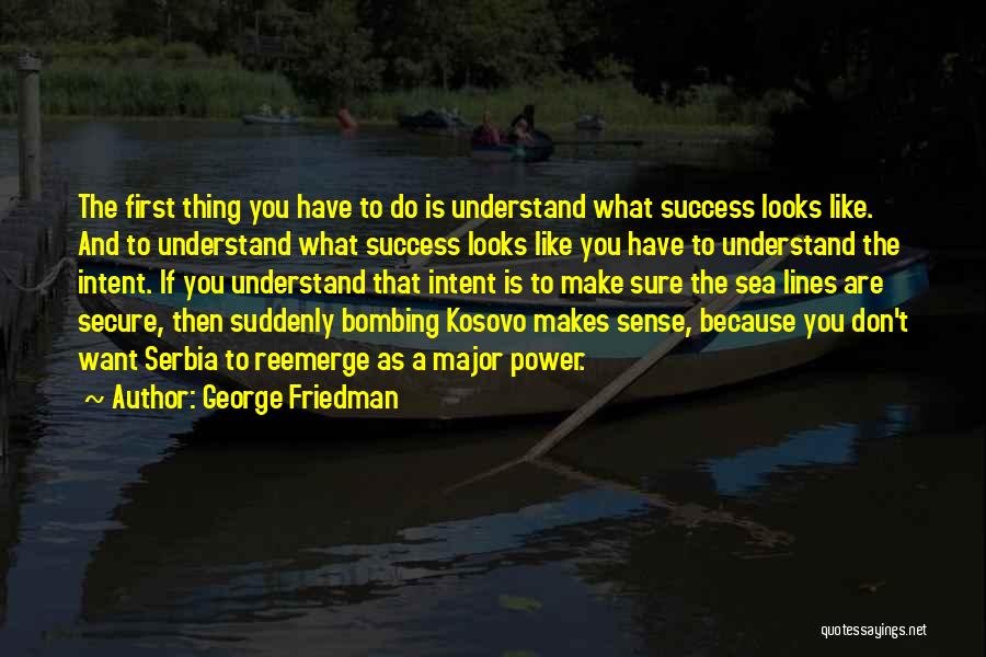 George Friedman Quotes: The First Thing You Have To Do Is Understand What Success Looks Like. And To Understand What Success Looks Like