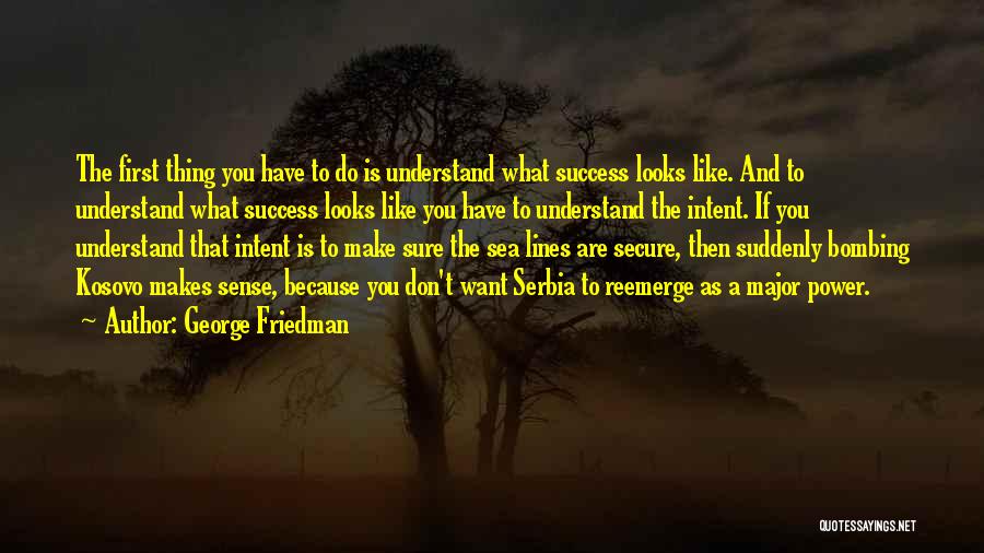 George Friedman Quotes: The First Thing You Have To Do Is Understand What Success Looks Like. And To Understand What Success Looks Like