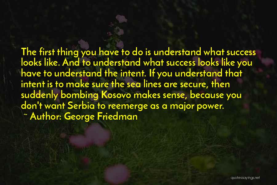 George Friedman Quotes: The First Thing You Have To Do Is Understand What Success Looks Like. And To Understand What Success Looks Like