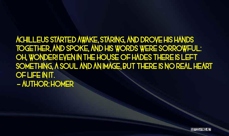 Homer Quotes: Achilleus Started Awake, Staring, And Drove His Hands Together, And Spoke, And His Words Were Sorrowful: Oh, Wonder! Even In