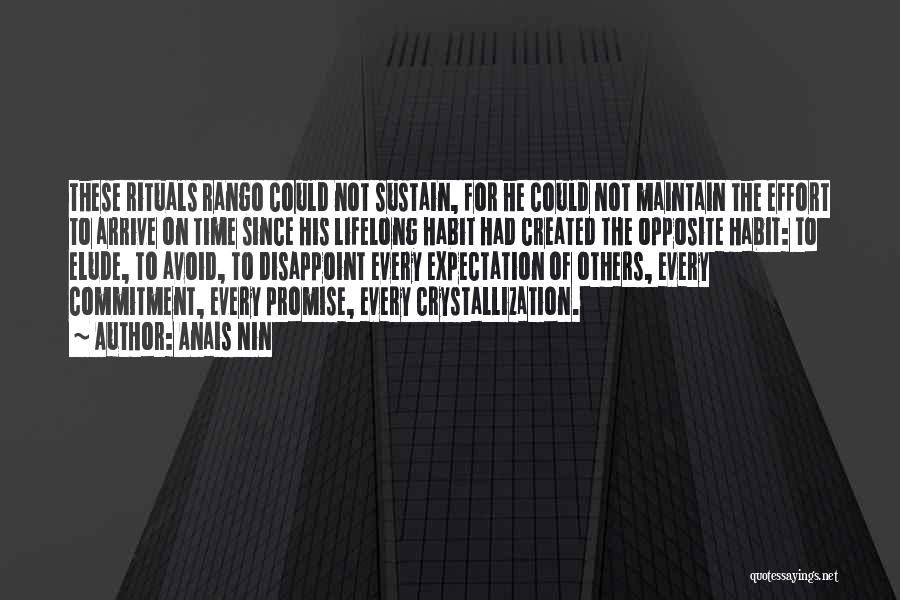 Anais Nin Quotes: These Rituals Rango Could Not Sustain, For He Could Not Maintain The Effort To Arrive On Time Since His Lifelong