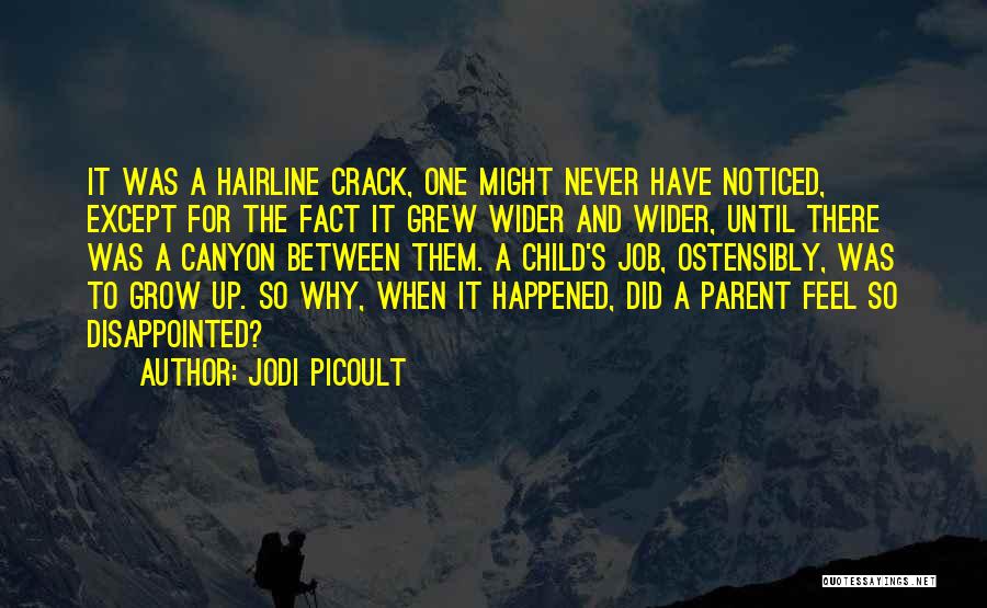 Jodi Picoult Quotes: It Was A Hairline Crack, One Might Never Have Noticed, Except For The Fact It Grew Wider And Wider, Until