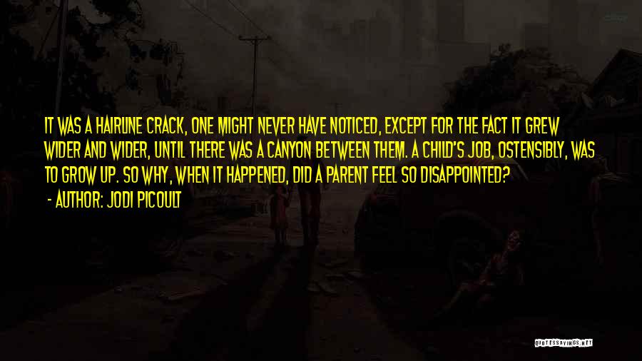 Jodi Picoult Quotes: It Was A Hairline Crack, One Might Never Have Noticed, Except For The Fact It Grew Wider And Wider, Until