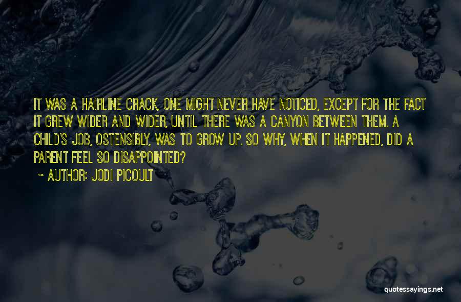Jodi Picoult Quotes: It Was A Hairline Crack, One Might Never Have Noticed, Except For The Fact It Grew Wider And Wider, Until