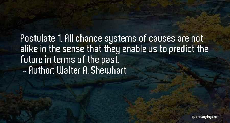 Walter A. Shewhart Quotes: Postulate 1. All Chance Systems Of Causes Are Not Alike In The Sense That They Enable Us To Predict The