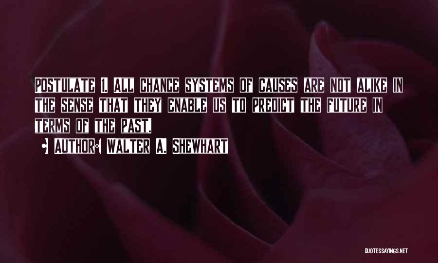 Walter A. Shewhart Quotes: Postulate 1. All Chance Systems Of Causes Are Not Alike In The Sense That They Enable Us To Predict The