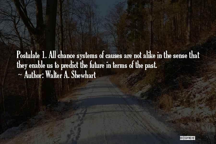 Walter A. Shewhart Quotes: Postulate 1. All Chance Systems Of Causes Are Not Alike In The Sense That They Enable Us To Predict The