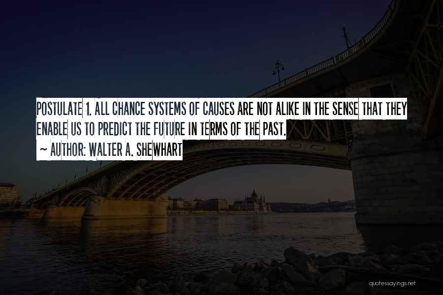 Walter A. Shewhart Quotes: Postulate 1. All Chance Systems Of Causes Are Not Alike In The Sense That They Enable Us To Predict The