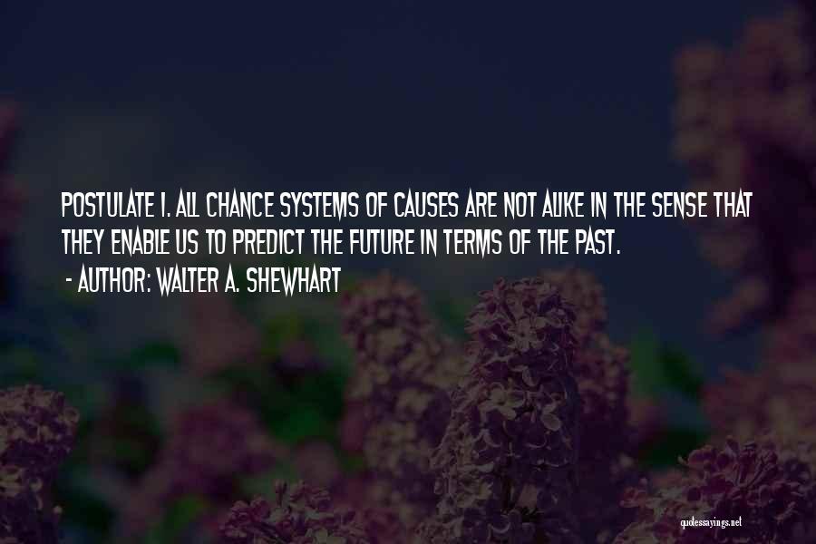 Walter A. Shewhart Quotes: Postulate 1. All Chance Systems Of Causes Are Not Alike In The Sense That They Enable Us To Predict The