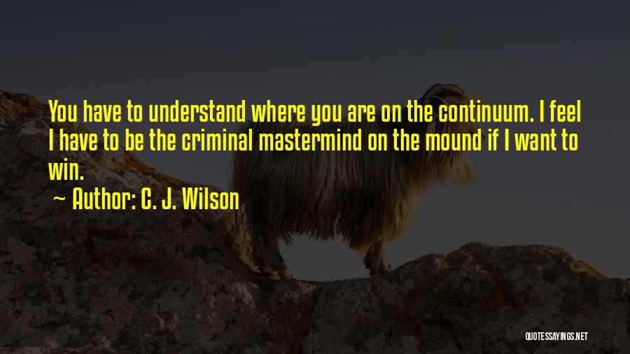 C. J. Wilson Quotes: You Have To Understand Where You Are On The Continuum. I Feel I Have To Be The Criminal Mastermind On