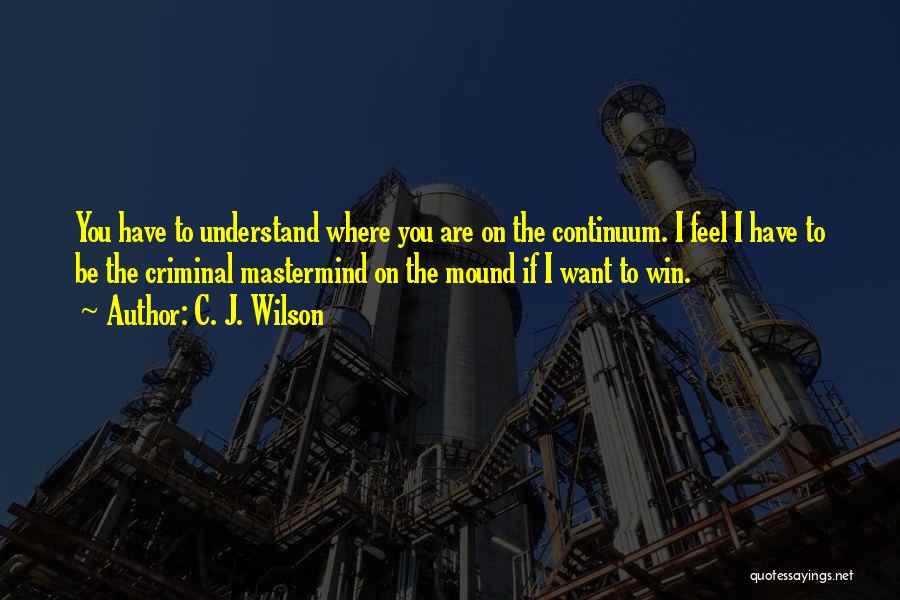 C. J. Wilson Quotes: You Have To Understand Where You Are On The Continuum. I Feel I Have To Be The Criminal Mastermind On