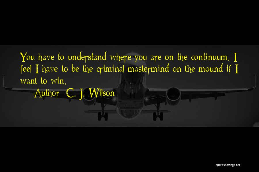 C. J. Wilson Quotes: You Have To Understand Where You Are On The Continuum. I Feel I Have To Be The Criminal Mastermind On