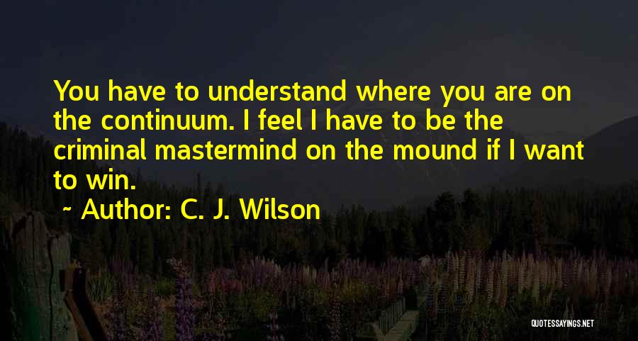 C. J. Wilson Quotes: You Have To Understand Where You Are On The Continuum. I Feel I Have To Be The Criminal Mastermind On