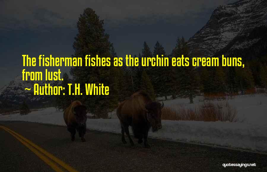 T.H. White Quotes: The Fisherman Fishes As The Urchin Eats Cream Buns, From Lust.