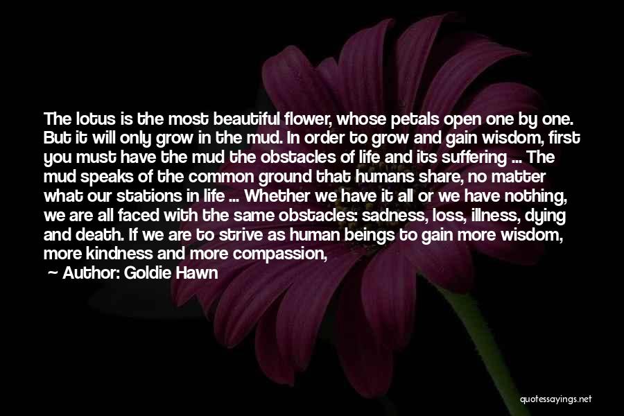 Goldie Hawn Quotes: The Lotus Is The Most Beautiful Flower, Whose Petals Open One By One. But It Will Only Grow In The