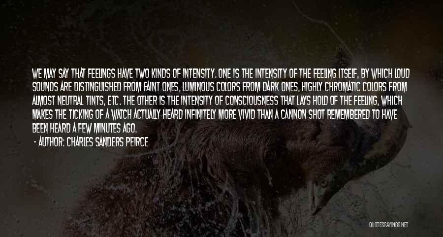 Charles Sanders Peirce Quotes: We May Say That Feelings Have Two Kinds Of Intensity. One Is The Intensity Of The Feeling Itself, By Which