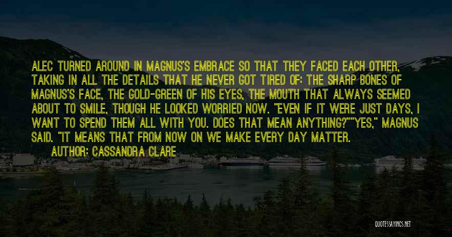 Cassandra Clare Quotes: Alec Turned Around In Magnus's Embrace So That They Faced Each Other, Taking In All The Details That He Never