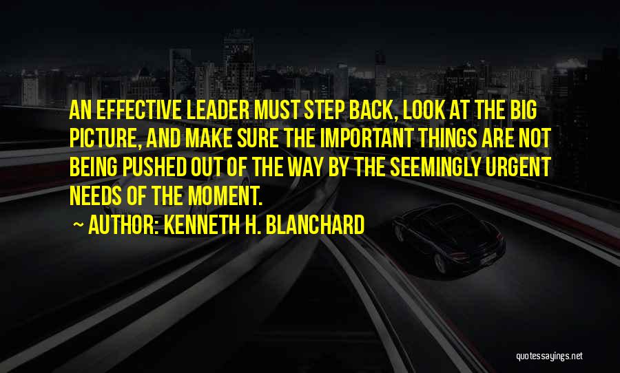 Kenneth H. Blanchard Quotes: An Effective Leader Must Step Back, Look At The Big Picture, And Make Sure The Important Things Are Not Being