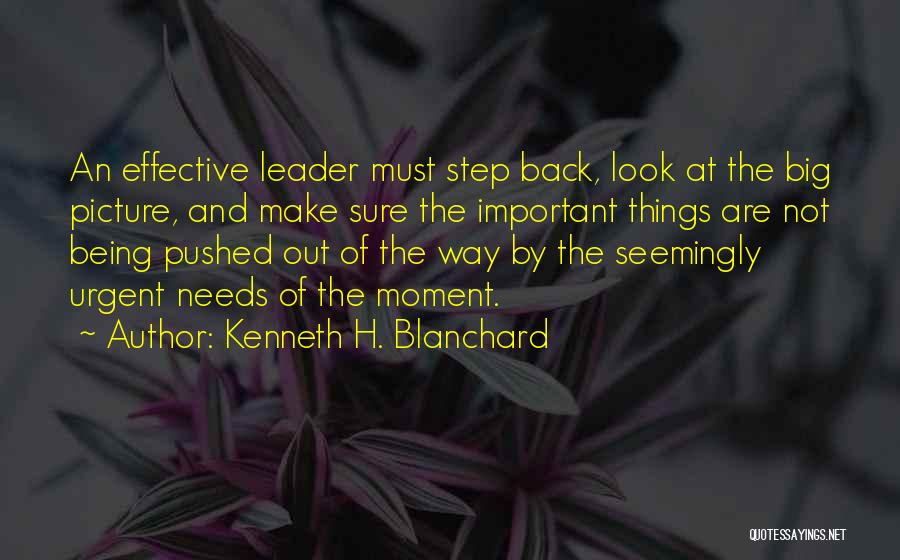 Kenneth H. Blanchard Quotes: An Effective Leader Must Step Back, Look At The Big Picture, And Make Sure The Important Things Are Not Being