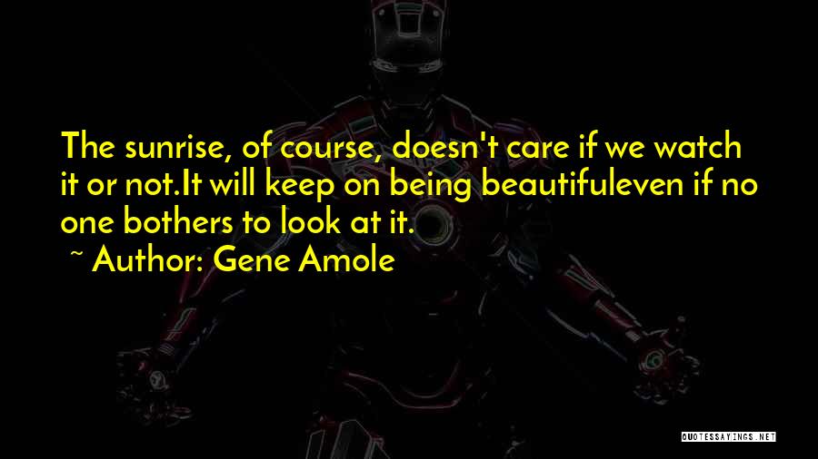 Gene Amole Quotes: The Sunrise, Of Course, Doesn't Care If We Watch It Or Not.it Will Keep On Being Beautifuleven If No One