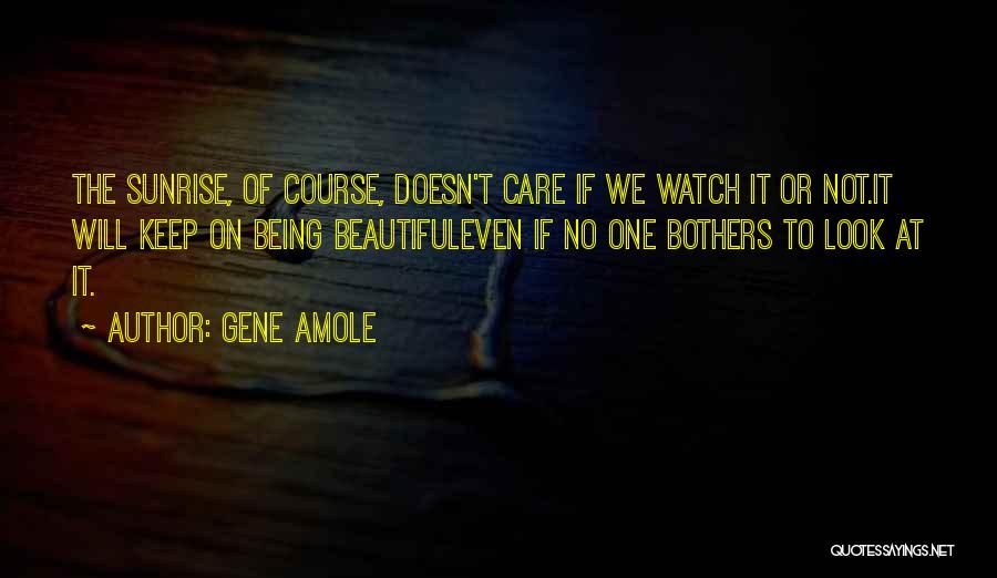 Gene Amole Quotes: The Sunrise, Of Course, Doesn't Care If We Watch It Or Not.it Will Keep On Being Beautifuleven If No One