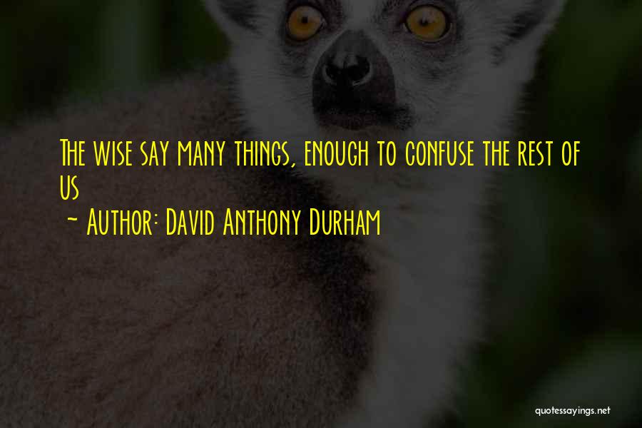 David Anthony Durham Quotes: The Wise Say Many Things, Enough To Confuse The Rest Of Us