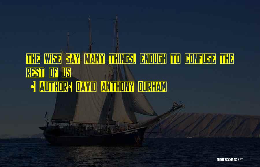 David Anthony Durham Quotes: The Wise Say Many Things, Enough To Confuse The Rest Of Us