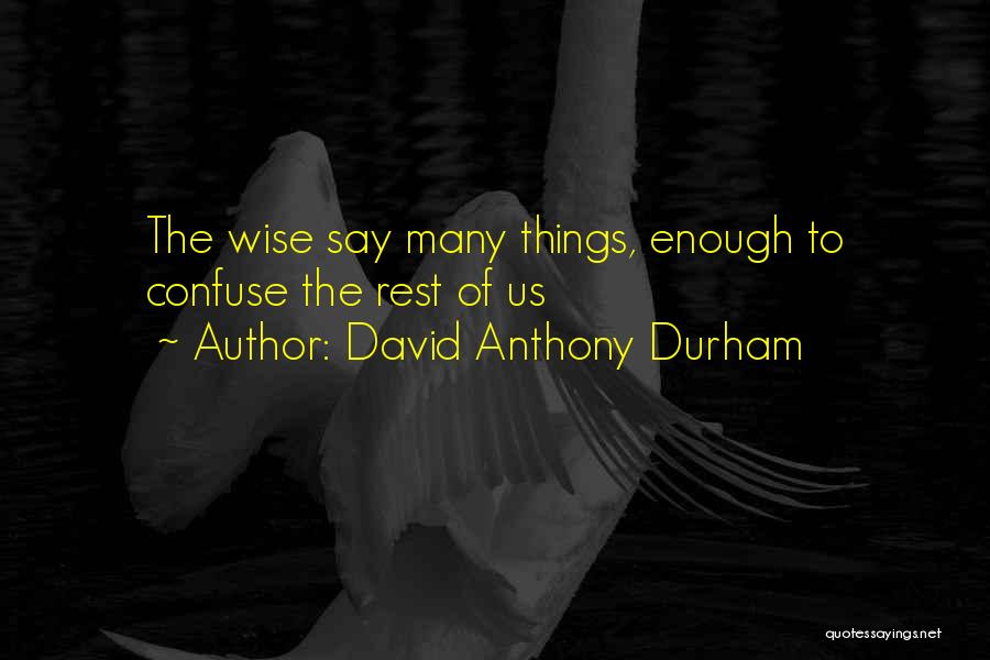 David Anthony Durham Quotes: The Wise Say Many Things, Enough To Confuse The Rest Of Us