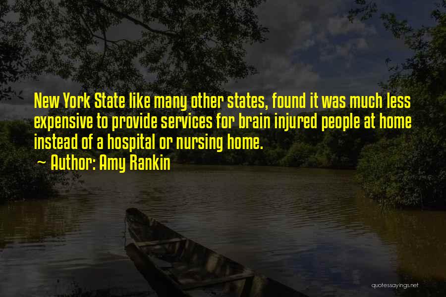 Amy Rankin Quotes: New York State Like Many Other States, Found It Was Much Less Expensive To Provide Services For Brain Injured People
