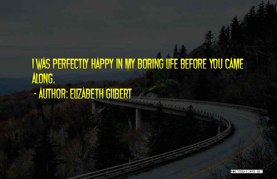 Elizabeth Gilbert Quotes: I Was Perfectly Happy In My Boring Life Before You Came Along.