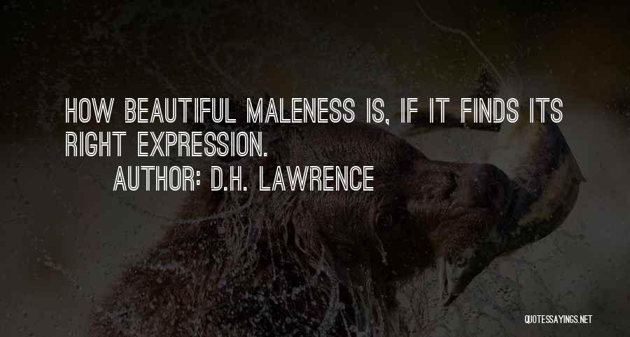 D.H. Lawrence Quotes: How Beautiful Maleness Is, If It Finds Its Right Expression.