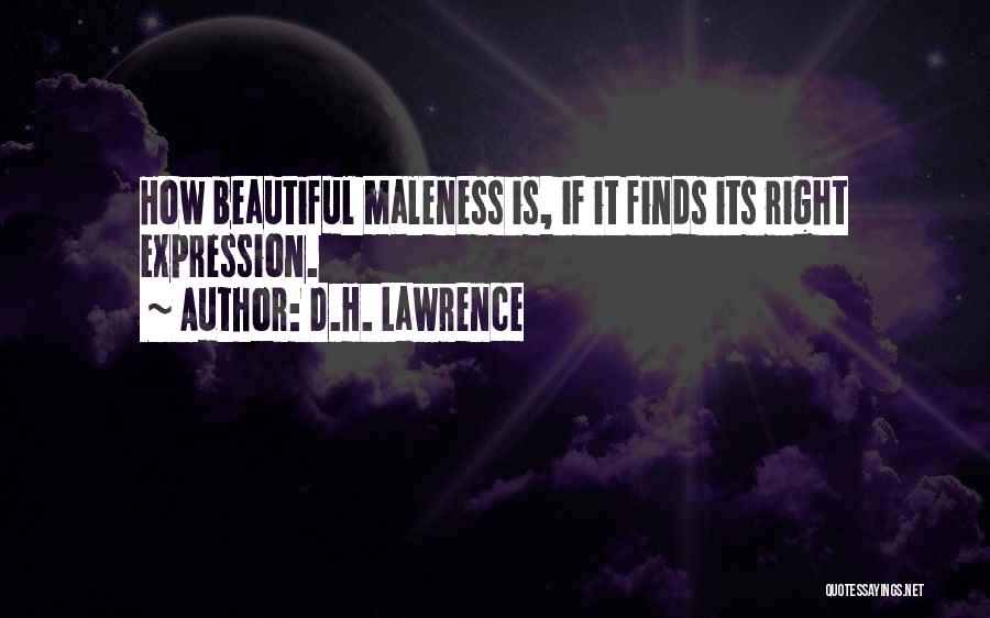 D.H. Lawrence Quotes: How Beautiful Maleness Is, If It Finds Its Right Expression.