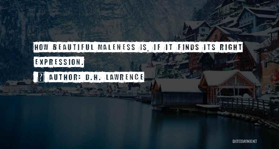 D.H. Lawrence Quotes: How Beautiful Maleness Is, If It Finds Its Right Expression.