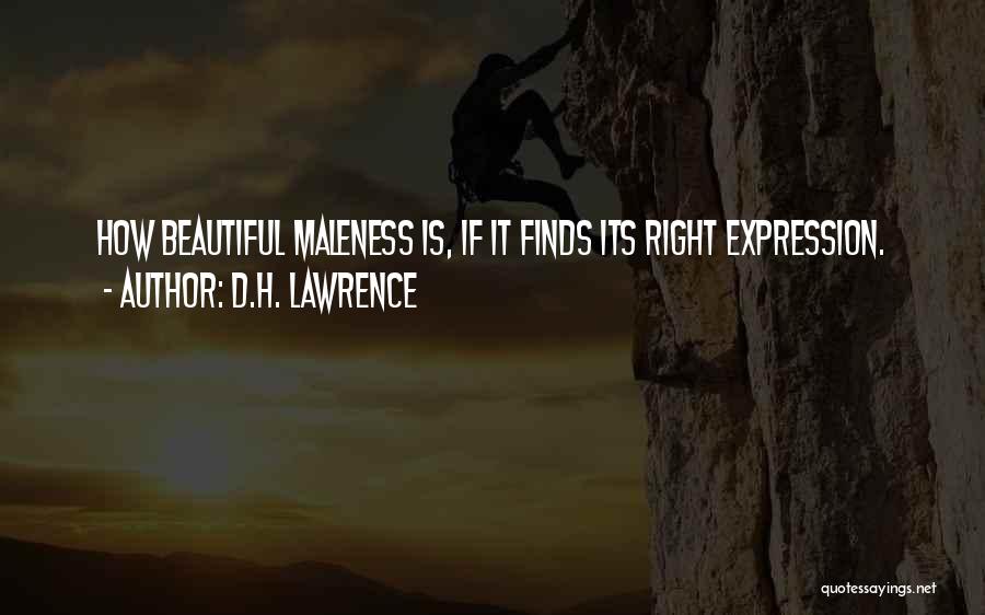 D.H. Lawrence Quotes: How Beautiful Maleness Is, If It Finds Its Right Expression.