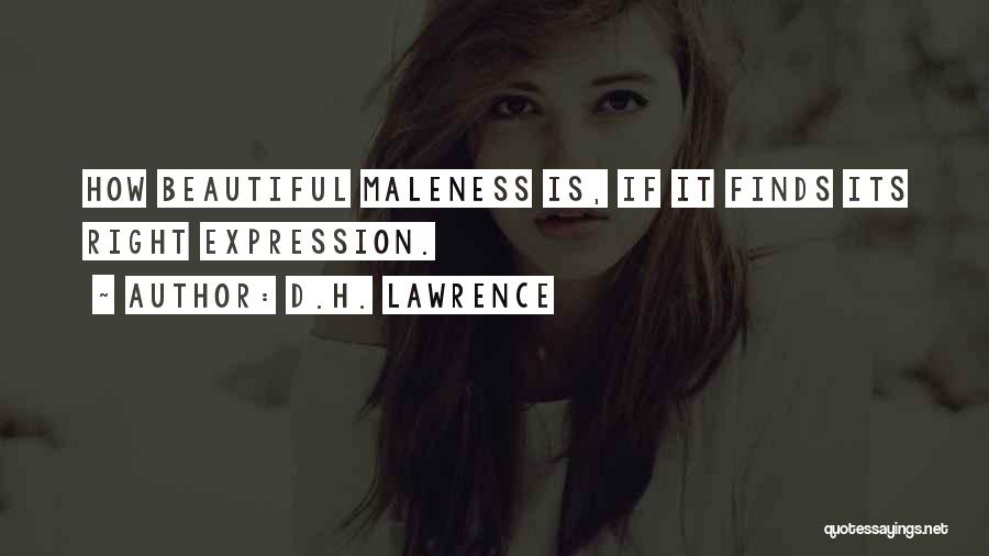 D.H. Lawrence Quotes: How Beautiful Maleness Is, If It Finds Its Right Expression.