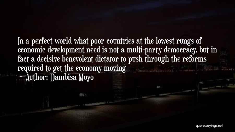 Dambisa Moyo Quotes: In A Perfect World What Poor Countries At The Lowest Rungs Of Economic Development Need Is Not A Multi-party Democracy,