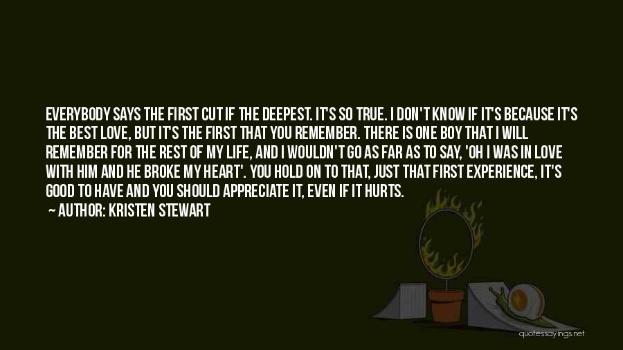 Kristen Stewart Quotes: Everybody Says The First Cut If The Deepest. It's So True. I Don't Know If It's Because It's The Best